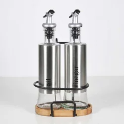 Aceitera Vinagrera Con Soporte En Vidrio