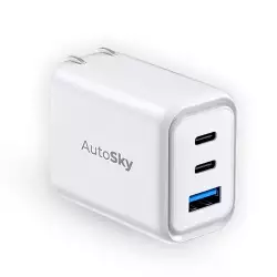 Adaptador Corriente Autosky 3 Puertos 65 W Aca-200