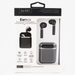 Audífonos Be Mix Negro Inalámbricos Con Estuche Ht911