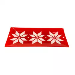 Bandeja Decorativa Poinsettia Santini 30X12Cm Dorado Champagne