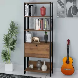 Biblioteca Bertolini Match 63X166X32Cm Cafe Mdp 4223