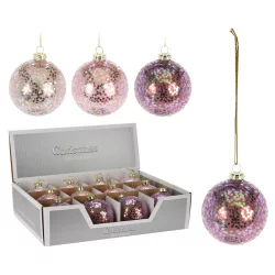 Bola de navidad 10 cm rose gold puntos surtido