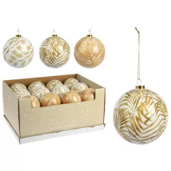 Bola nav 10cm dorado hojas surt apf478730