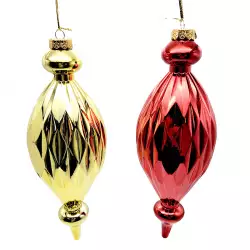 Bolas finial navideñas rojo dorado 2Pzs 20cm  Expressions GS01D09214