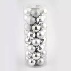 Bolas Nav X40Pzs 7 Cm Expressions Christmas Plata