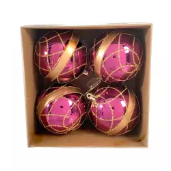 Bolas Navideñas Borgona 4 Piezas Santini