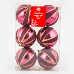Bolas Navideñas Borgona 6 Piezas Santini