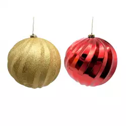 Bolas navideñas con textura rojo dorado 2Pzs 20cm Expressions GS01D09209