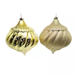 Bolas onion navideñas dorado 2Pzs 20cm Expressions GS01D09211