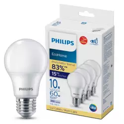 Bombillos X4  Ecohome 10W Luz Calida