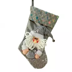 Bota Santa Navideña Plata Decorativa Santini