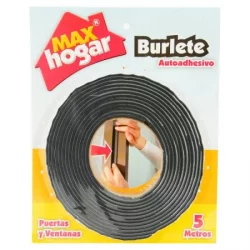 Burlete Adhesivo 5 Metros Para Puerta Y Ventanas Negro
