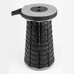 Butaco Plegable Telescópico 45cm Negro/Gris