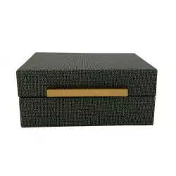 Caja joyero concepts Crystal Blue 18x7x12cm verde cuero sintetico