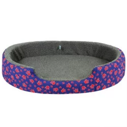 Cama Peluche Gigante Para Mascota Azul Con Rojo