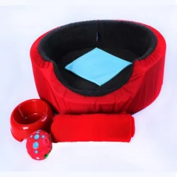 Cama Perro Clark 39258 Roja Comedero/Cobija/Juguete/Panal