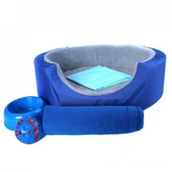 Cama Perro Clark 39272 Azul Claro Comedero/Cobija/Juguete/Panal