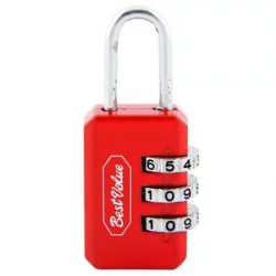 Candado B.V. 16691R De Combinación Rojo Con Plateado