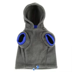 Chaqueta Térmica Con Capucha Para Mascota Gris Con Azul
