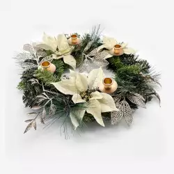 Corona de adviento poinsettia dorado 45cm Expressions GS02H02274