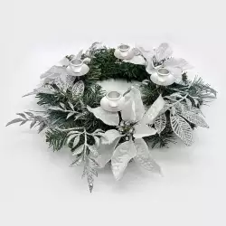 Corona de adviento poinsettia plaetado 45cm Expressions GS02H02276