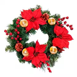 Corona de adviento poinsettia rojo 45cm Expressions GS02H02275