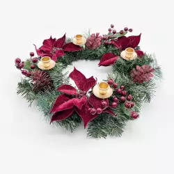 Corona de adviento poinsettia vino 45cm Expressions GS02H02273