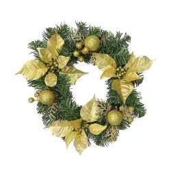 Corona navideña poinsettia dorada 30cm Expressions GS02H02284
