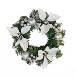 Corona navideña poinsettia plateado 30cm Expressions GS02H02285