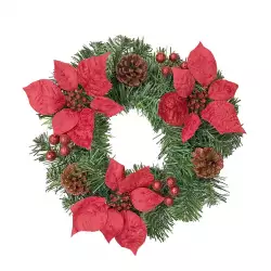 Corona navideña poinsettia roja 30cm Expressions GS02H02283