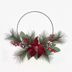 Corona navideña poinsettia roja 40cm Expressions GS02H02286