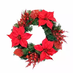 Corona navideña poinsettia rojo 40cm Expressions GS02H02277