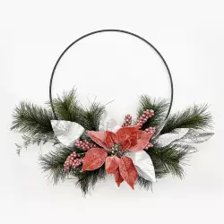 Corona navideña poinsettia rose gold 40cm Expressions GS02H02287