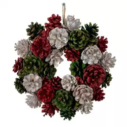 Corona Navideña Rojo Santini  25X25X10Cm