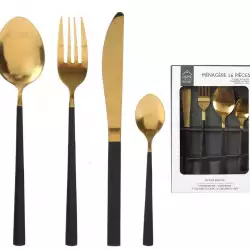 Cubiertos Home Deco Factory 16 Piezas Dorado y Negro
