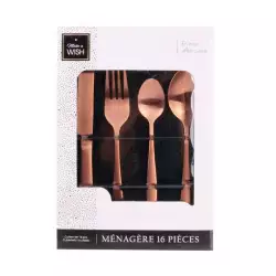 Cubiertos Home Deco Factory 16Pz Cobre En Acero Inoxidable Ka2863