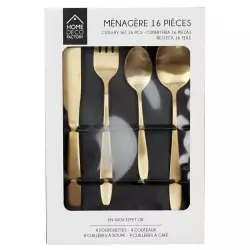 Cubiertos Home Deco Factory 16Pz Dorado En Acero Inoxidable Ka2862