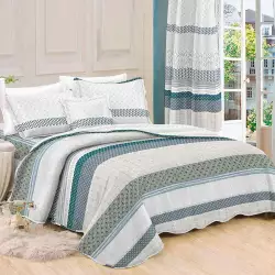 Cubrecama Expressions Xj20180632 Doble Punkte Geom Azul-Gris