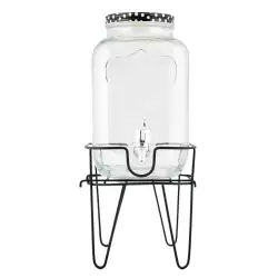 Dispensador Para Liquidos 4 Lt En Vidrio Con Base Metálica