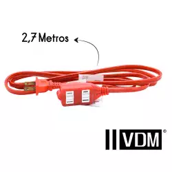 Extensión polarizada calibre 14 3 salidas 2,7 metros roja
