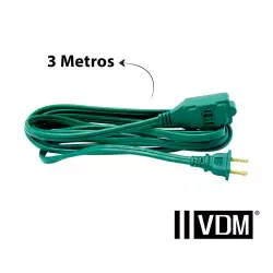 Extensión polarizada calibre 14 3 salidas 2,7 metros verde