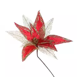 Flor nav poinsetia 42x31cm rojo-dorado 831-amx001-1439ab