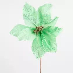 Flor navideña diseño poinsetia verde menta de 60x39cm