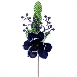 Flor navideña ponsetia 48cm azul