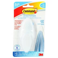 Gancho Adhesivo Largo Para Baño Command Blanco