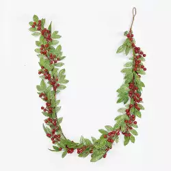 Guirnalda navideña hojas con moras rojo 180x20cm Expressions GS02H02290