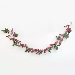 Guirnalda navideña nevada laurel y moras rojo 180x16cm Expressions GS02H02104