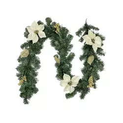 Guirnalda navideña poinsettia dorado champagne Expressions GS02H00391