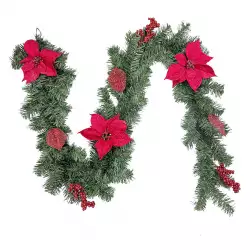 Guirnalda navideña poinsettia rojo 180x20cm  Expressions GS02H02292