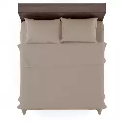 Juego De Sábanas Extra Doble 100% Algodon 300 Hilos Taupe